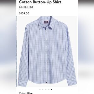 UNTUCKit Wrinkle Free Durif Shirt, White And Blue Size Medium